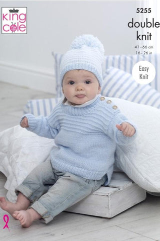 King Cole Big Value Baby DK Pattern 5255 - Sweaters & Hats