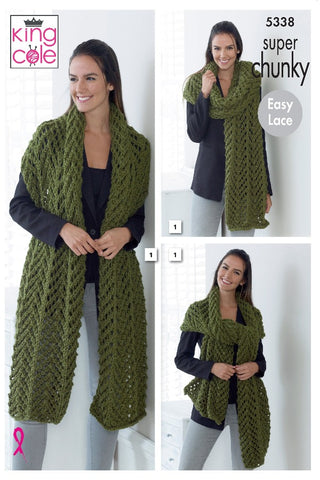 King Cole Big Value Super Chunky Pattern 5338 - Scarves