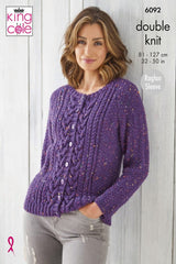 King Cole Big Value Tweed DK Pattern 6092 - Sweater & Cardigan