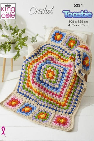 King Cole Toastie Super Chunky Pattern 6234 - Crochet Blankets