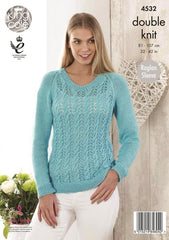 King Cole Giza Cotton DK Pattern 4532 - Sweater & Cardigan
