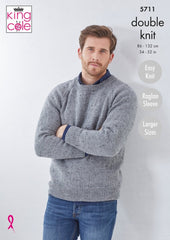 King Cole Big Value Tweed DK Pattern 5711 - Cardigan & Sweater