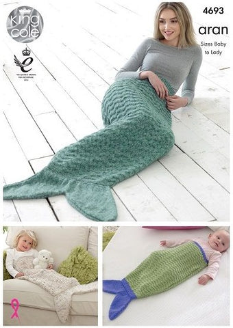 King Cole Aran Pattern 4693 - Mermaid Tail